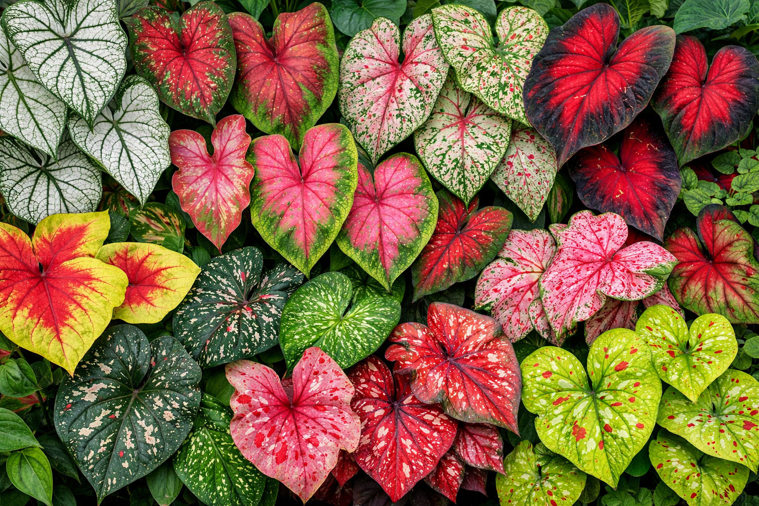Caladium Rimbun Berwarna Cerah