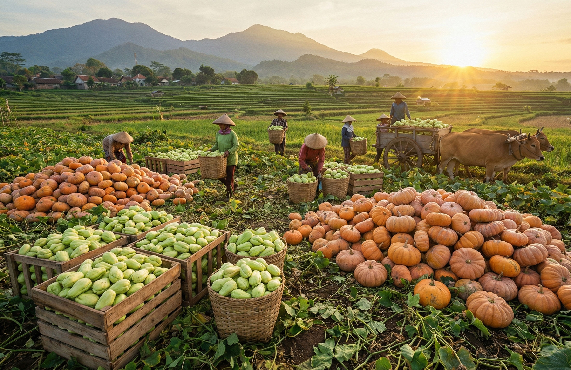 Panen Waluh dan Labu Siam Melimpah