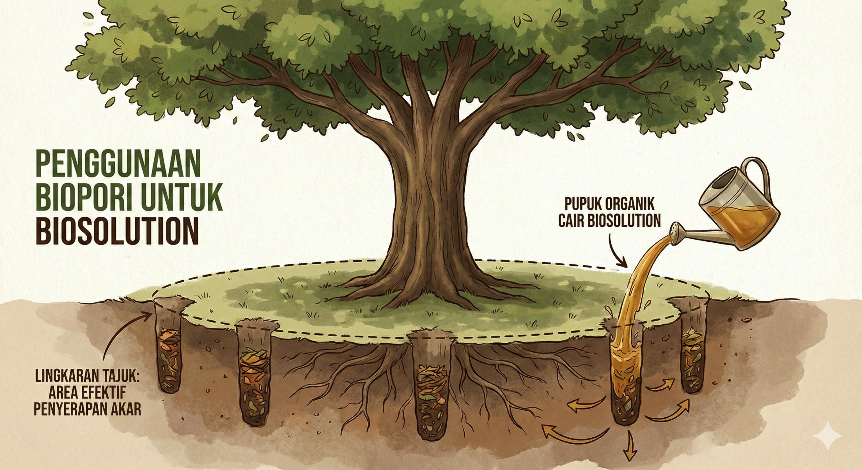 Ilustrasi Sistem Akar dan Biopori