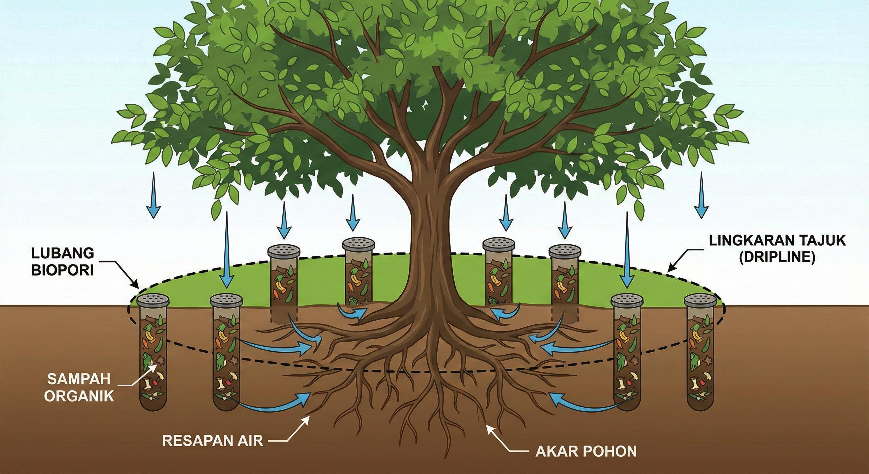 Ilustrasi Sistem Akar dan Biopori